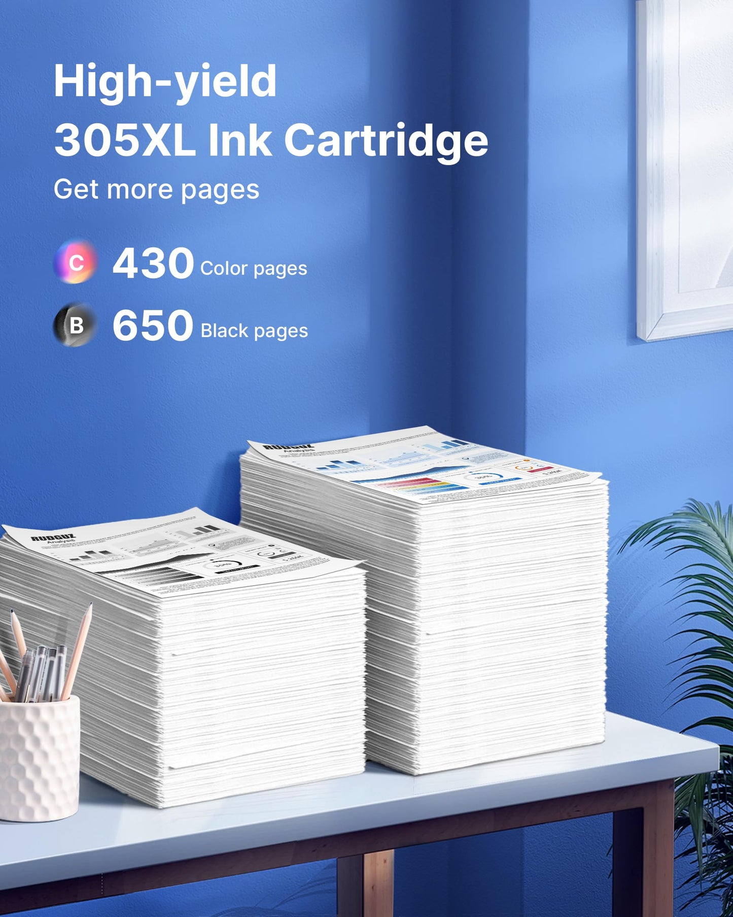 305 XL Printer Cartridges Compatible for HP Deskjet 2700 4220e 2720e 2710e 2710 2720 2722 4100 4110 4120 Envy 6020e 6032e 6032 (2-Pack)