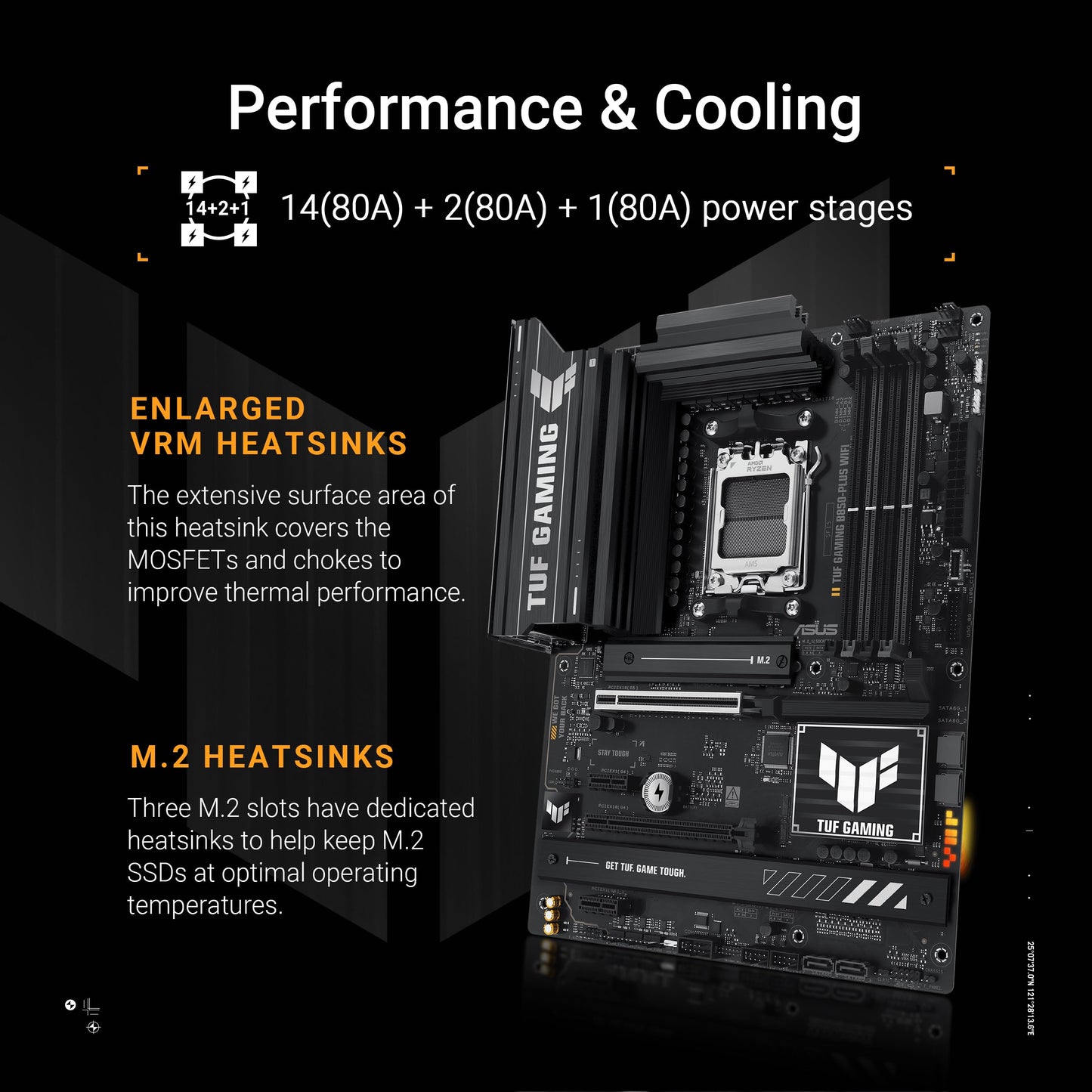 ASUS TUF Gaming B850-PLUS WiFi motherboard Socket AMD AM5 (AMD B850, ATX, PCIe 5.0, WiFi 7, 2X PCIe 4.0 M.2, Aura Sync)