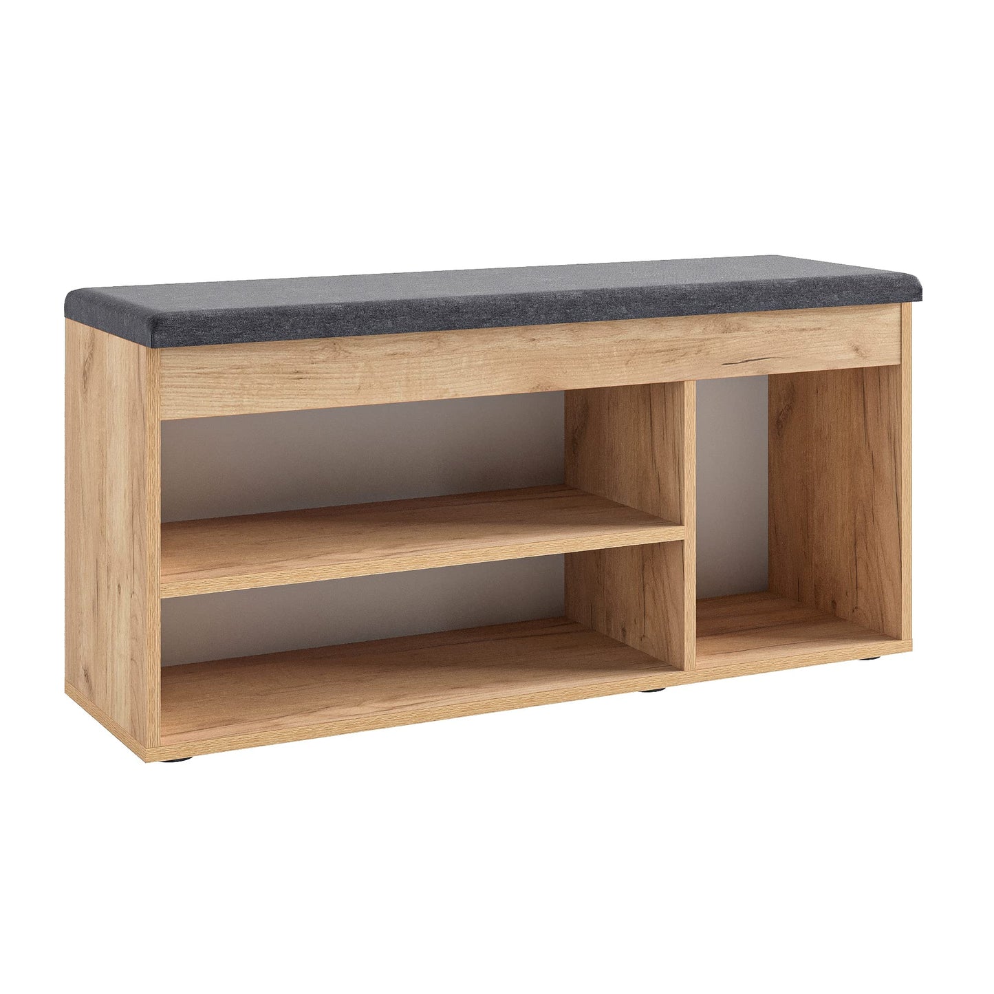 KOMTO shoe cabinet with bench for hallway - shoe rack bench with storage shoe bench with seating area | hallway bench honey oak Sofia 100 x 48 x 32 cm