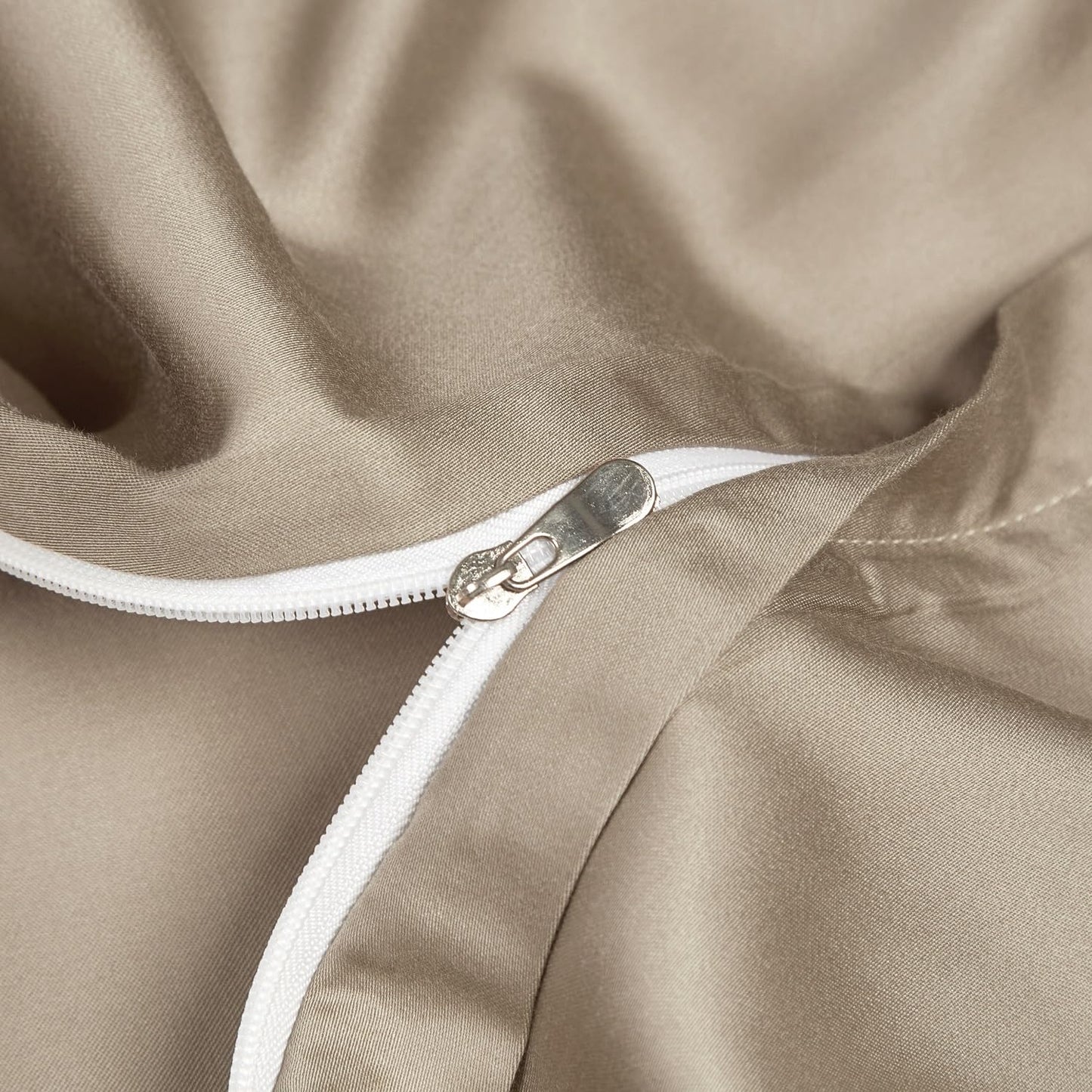 Luofanfei Bamboo Bedding 220x240 cm Gold Khaki Summer Cooling Solid Bamboo Lyocell Shiny Bedding Set Breathable Bamboo Luxury Duvet Cover and Pillowcases 80x80 cm with Zipper