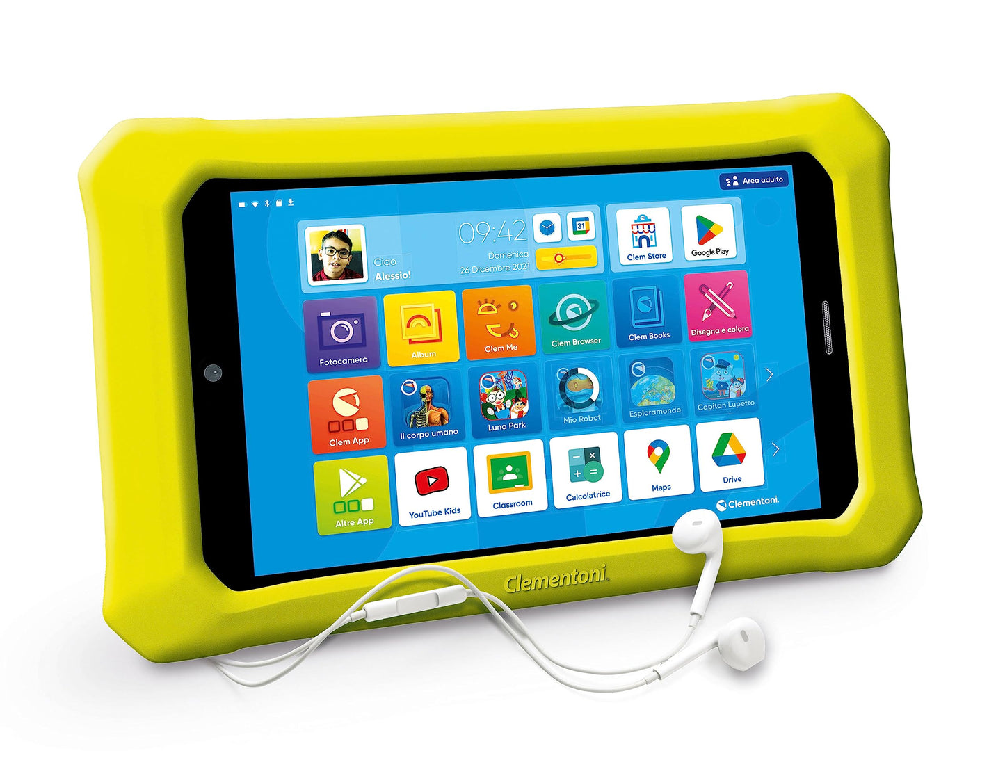 Clementoni - Clempad 8 Inch PRO Tablet 6-12 Years, Educational Technology, Technology for Kids, 8 Inch IPS HD Screen, 16GB Storage, 2GB RAM, Android 13, Italian Color, 16796