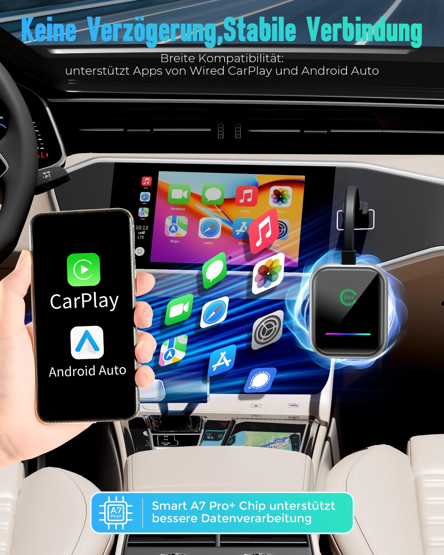 Android Auto & Carplay Wireless Adapter: 2 IN 1 Mini Wireless Adapter for converting Wired Android Auto/Carplay to wireless, USB/Type C Plug and Play, Stable Automatic Connection