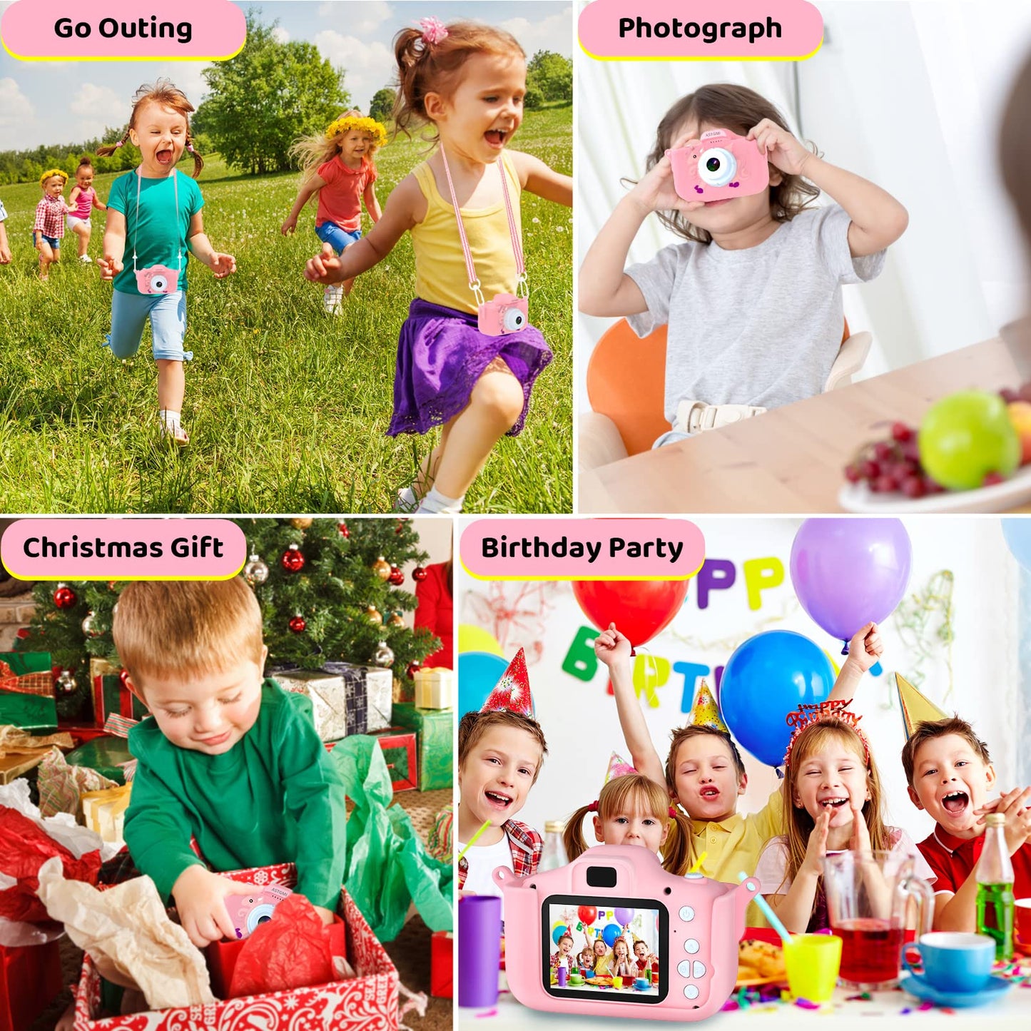 Kids camera, 2.0” display digital camera, gifts for 3-12 year old boys and girls, 1080P HD anti-drop children's camera for birthday and Christmas toy.