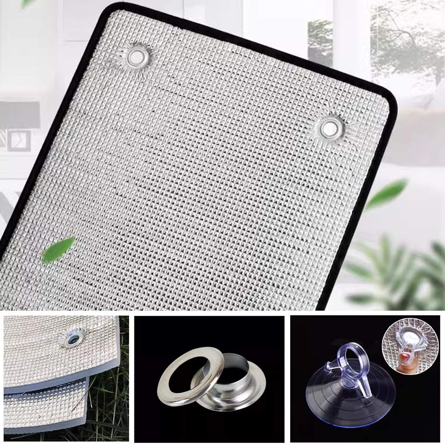 kufu01 Residue-free Sun Protection Film, Silver Window Film Opaque Reflective Window Film, 8mm Thick 99% UV Protection Insulating Film for Bedroom, Bathroom, Office, Skylight (100x100cm/39x39)