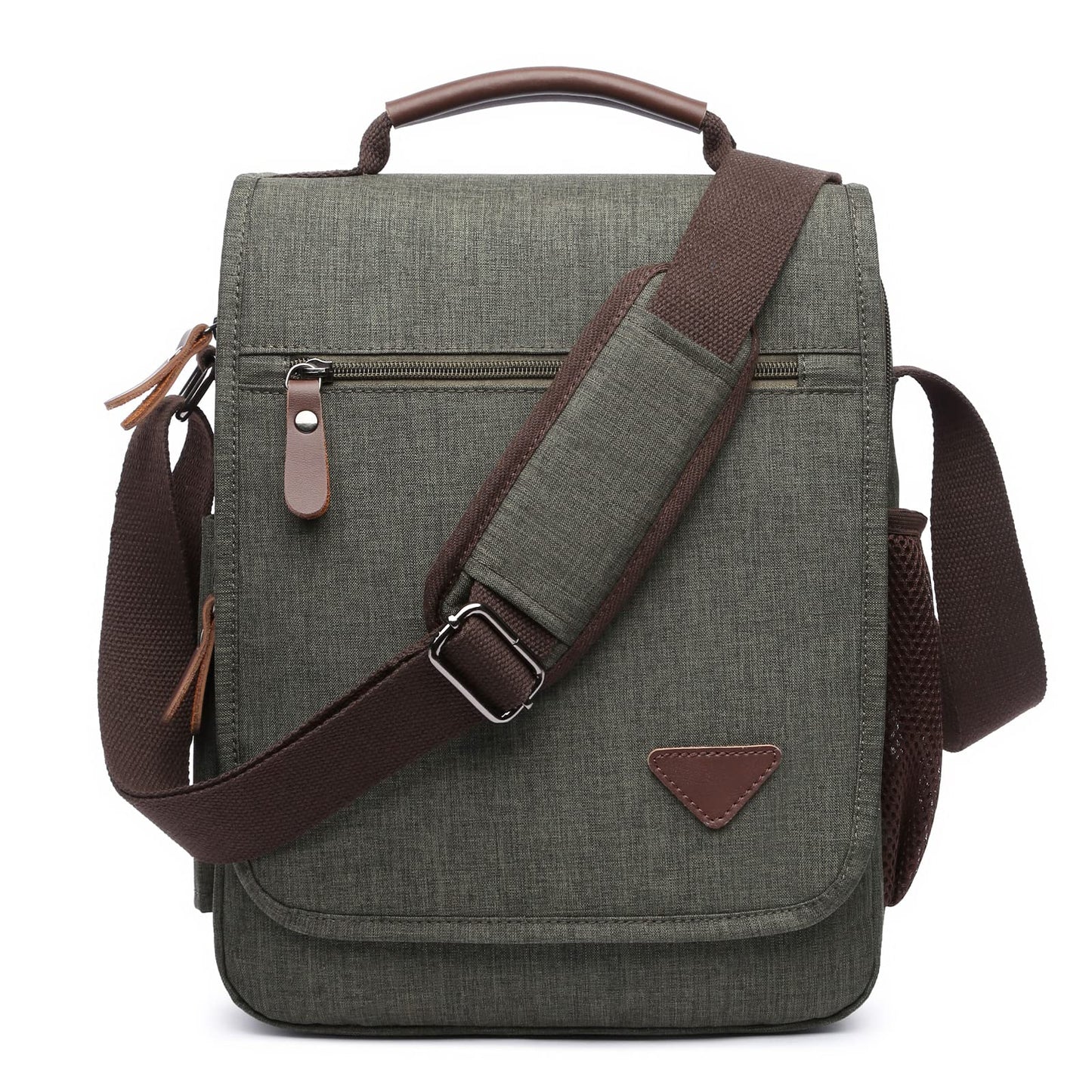 DORRISO fashion shoulder bag for men, elegant shoulder bag for 12.9 inch laptop, messenger bag for casual travel and school. Green men's shoulder bag.