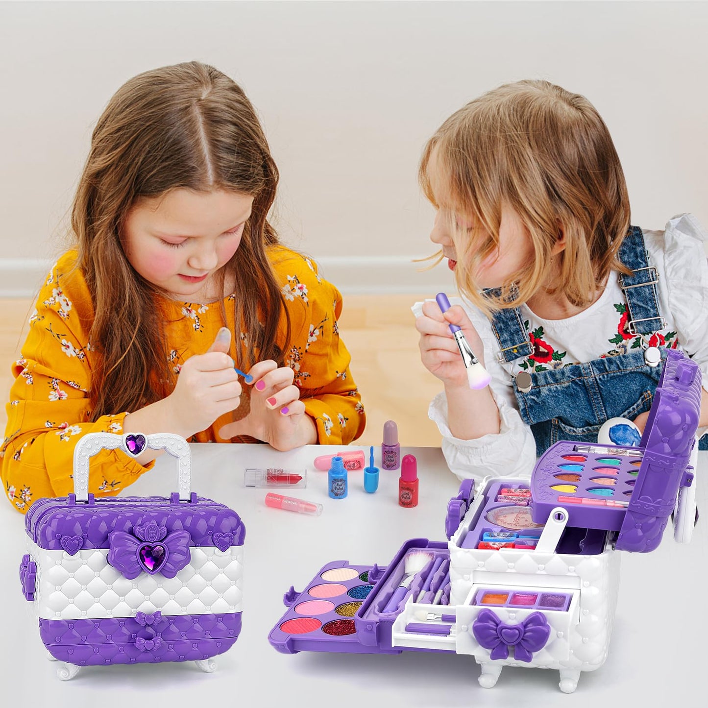 Kids Makeup Set for Girls, Pretend Play Makeup Kit for Girls, Washable Makeup Kit for Kids, Halloween Christmas Birthday Gifts for Kids Ages 4-11