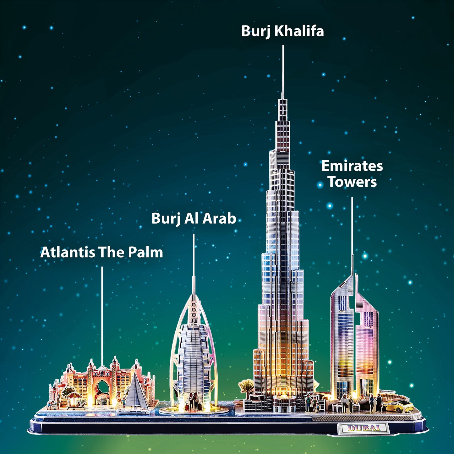 3D Puzzle Kids - Dubai LED City Line | 3D Puzzle Adults | Model Building Kit for Adults | Gift for Kids 8+ | 186 Pieces | DIY