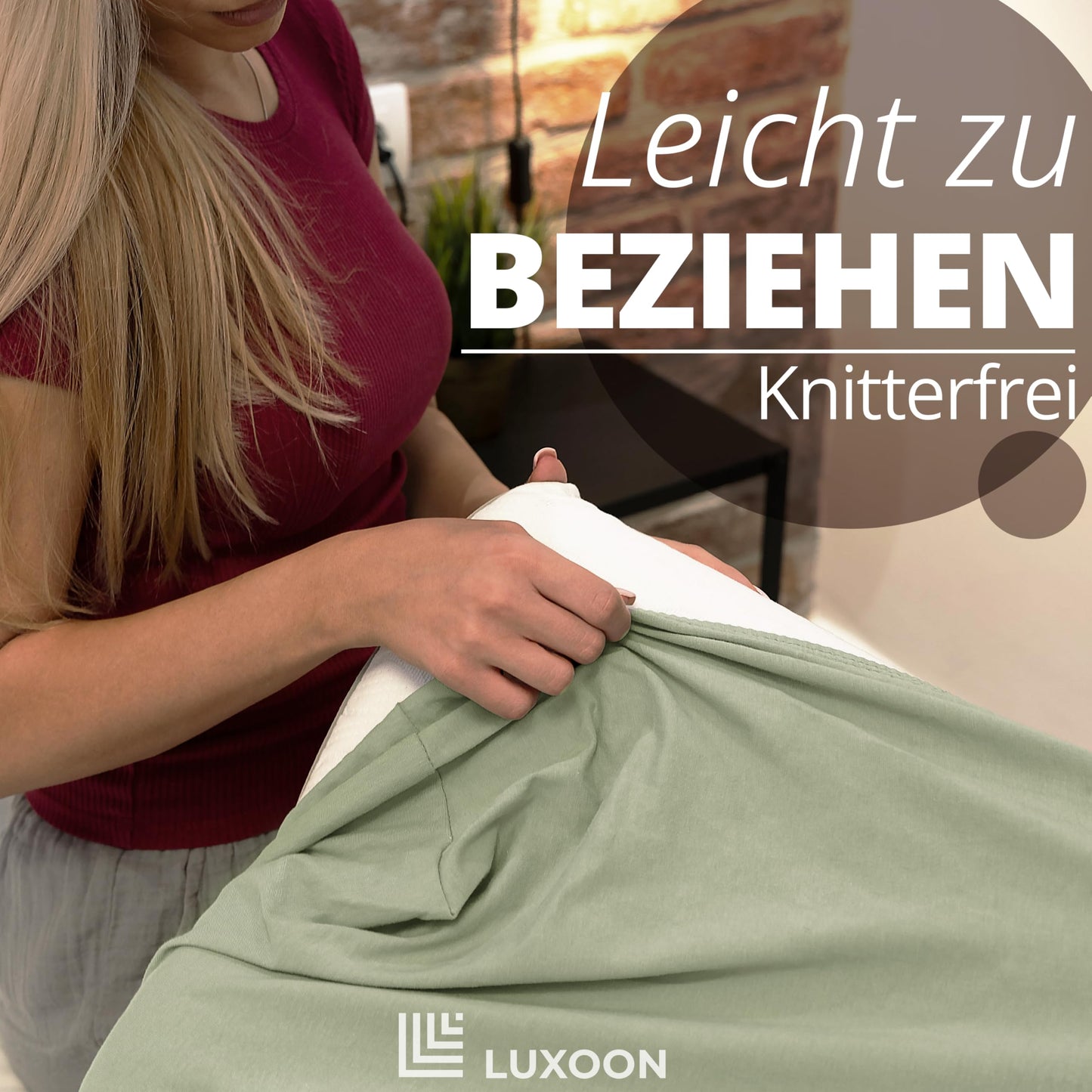 Luxoon pillowcase for health pillows - 95% cotton / 5% elastane, breathable and skin-friendly, washable, for comfort and hygiene 2-pack 30-45 x 50-65 cm, sage green