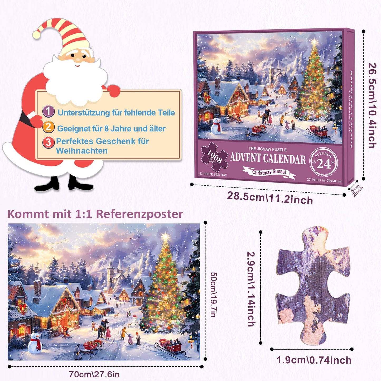 peiranup Jigsaw Puzzle Advent Calendar 2025, Family Vacation Puzzle 1008 Pieces Puzzles, 24 Boxes Puzzles for Countdown to Christmas, Home Decoration, Christmas Gifts for Adults