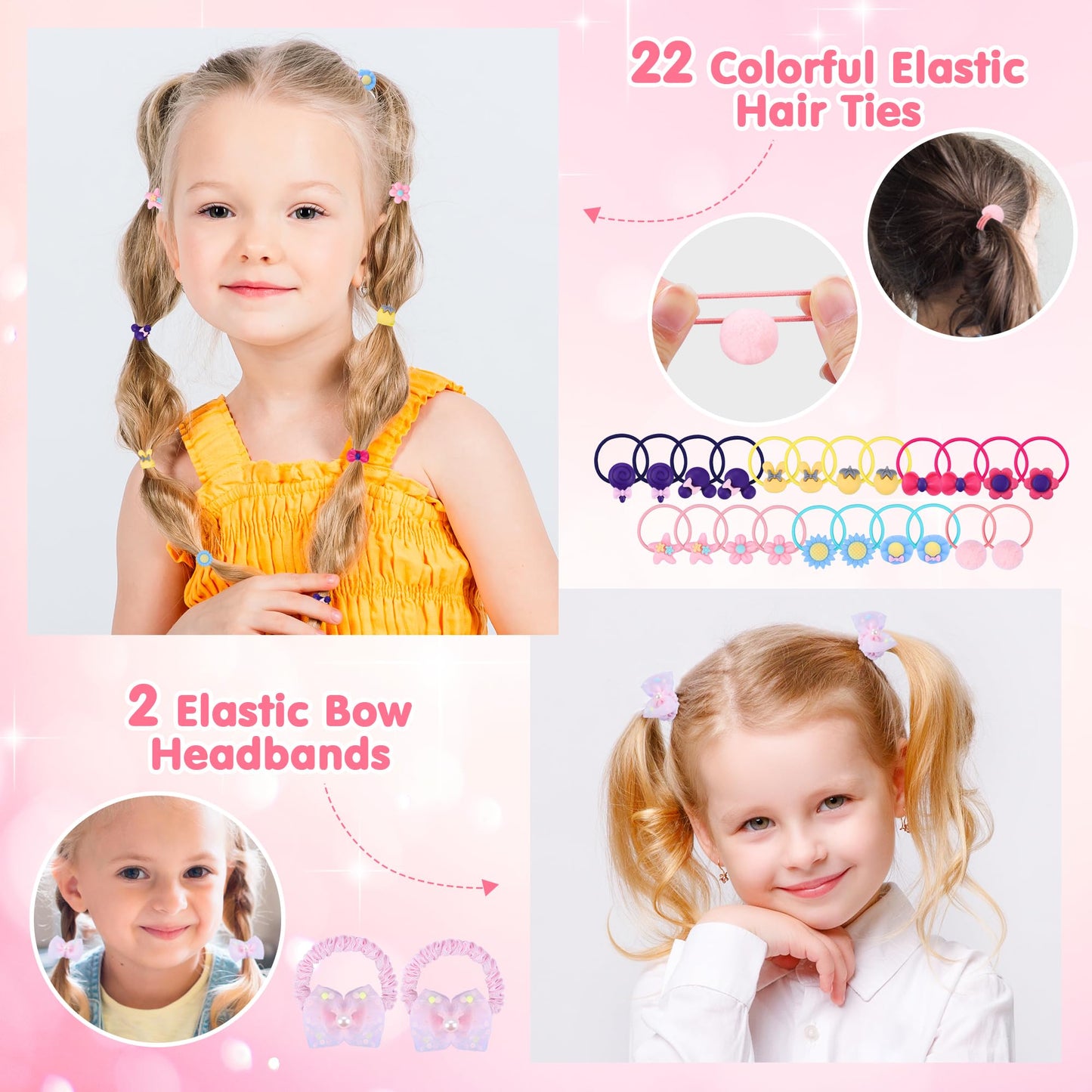 172 piece jewelry toy set for girls, including jewel rings, necklaces, bracelets, hair ties, hair clips, princess dress-up toys. Perfect gifts for girls aged 3-10+ for birthdays and Christmas.