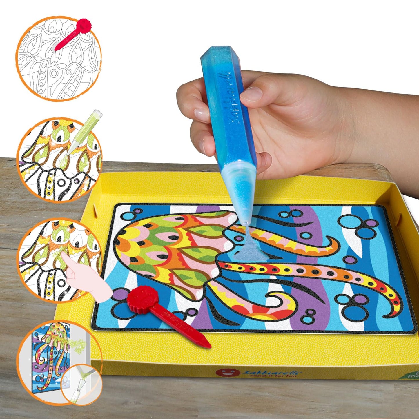Sabbiarelli Sand-it For Fun - Box Sandsation Art, creative set with colored sand, relaxing and stress-relieving artistic activity, gift idea for children and adults.