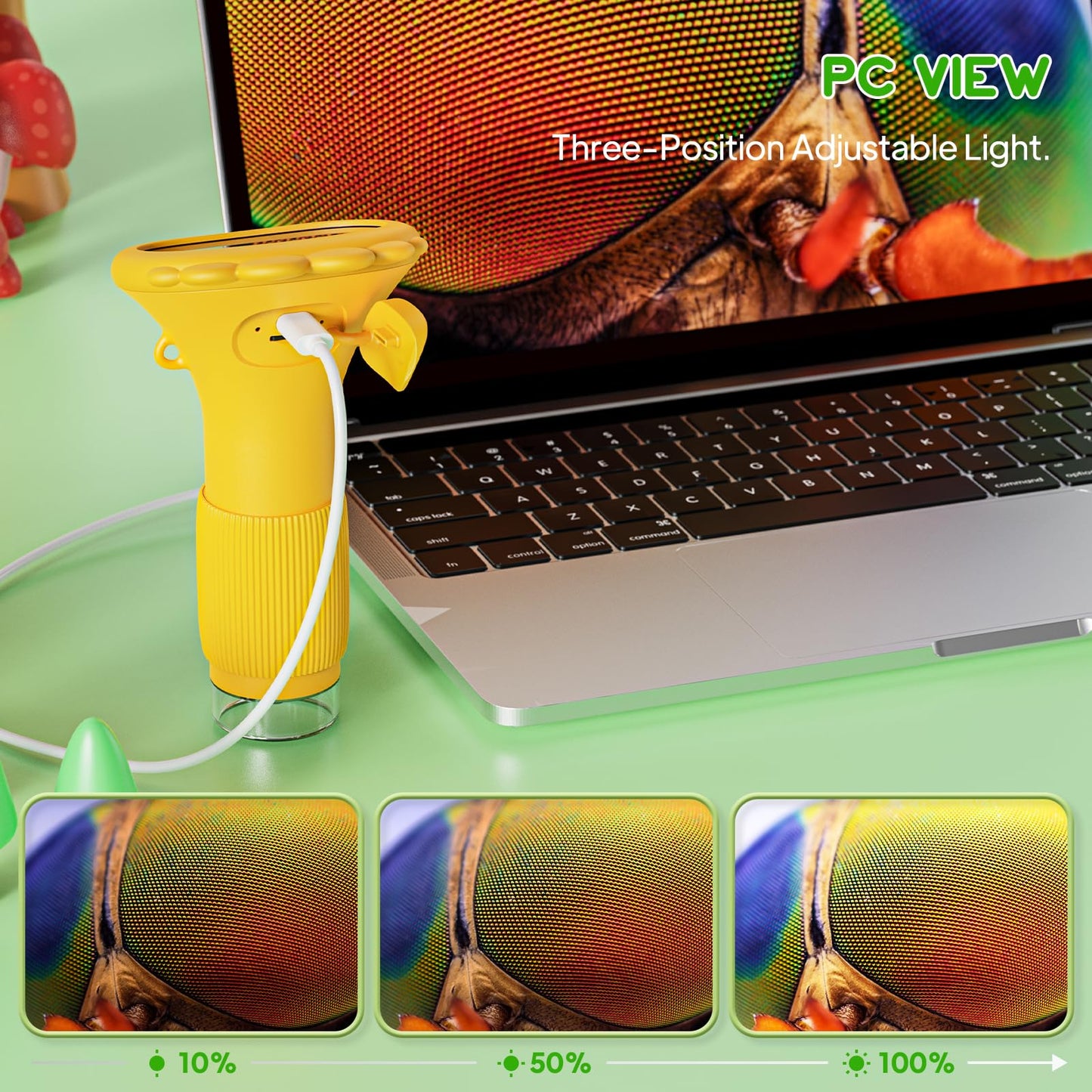 Lemoni microscope Ashfly microscope for kids, Lemoni Explorer - digital microscope 2.0" IPS screen USB Microscope LED Lights - connect to PC, mini microscope for outdoor use ages 3 and up - Orange