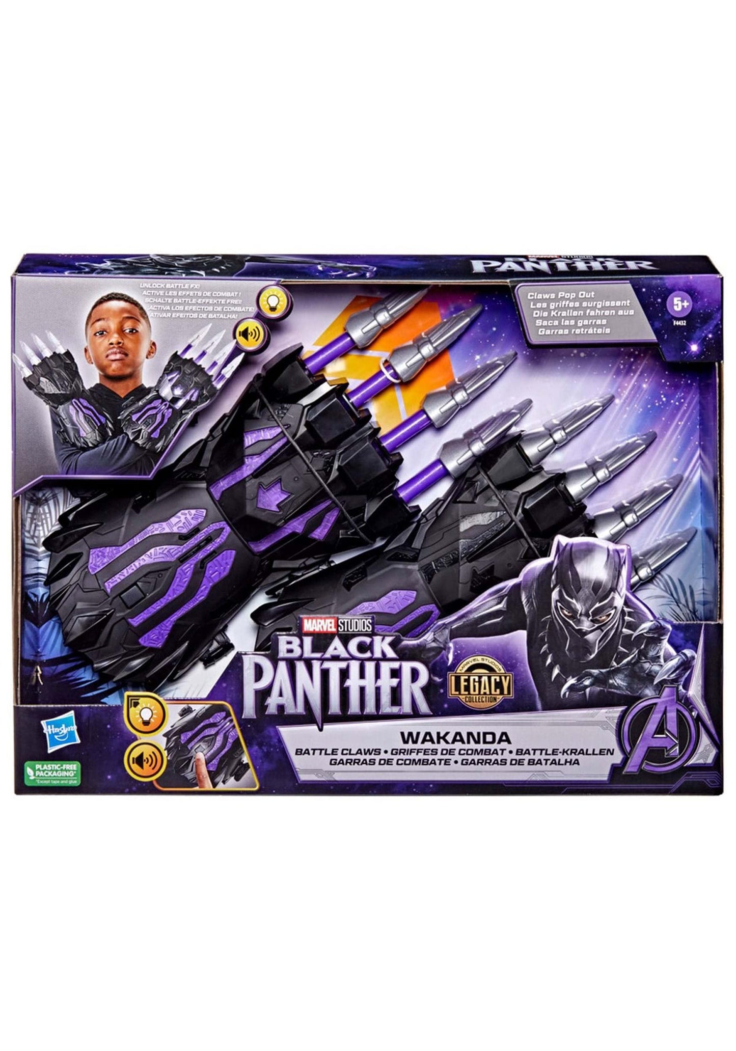 Marvel Hasbro Studios presents Black Panther Legacy Collection Wakanda Claws, roleplay toy for kids and girls aged 5 and up.