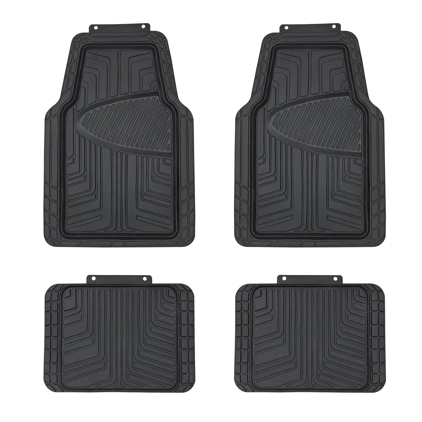 Amazon Basics 4-Piece All-Season Rubber Car Floor Mats for Cars, SUVs, and Trucks, Black