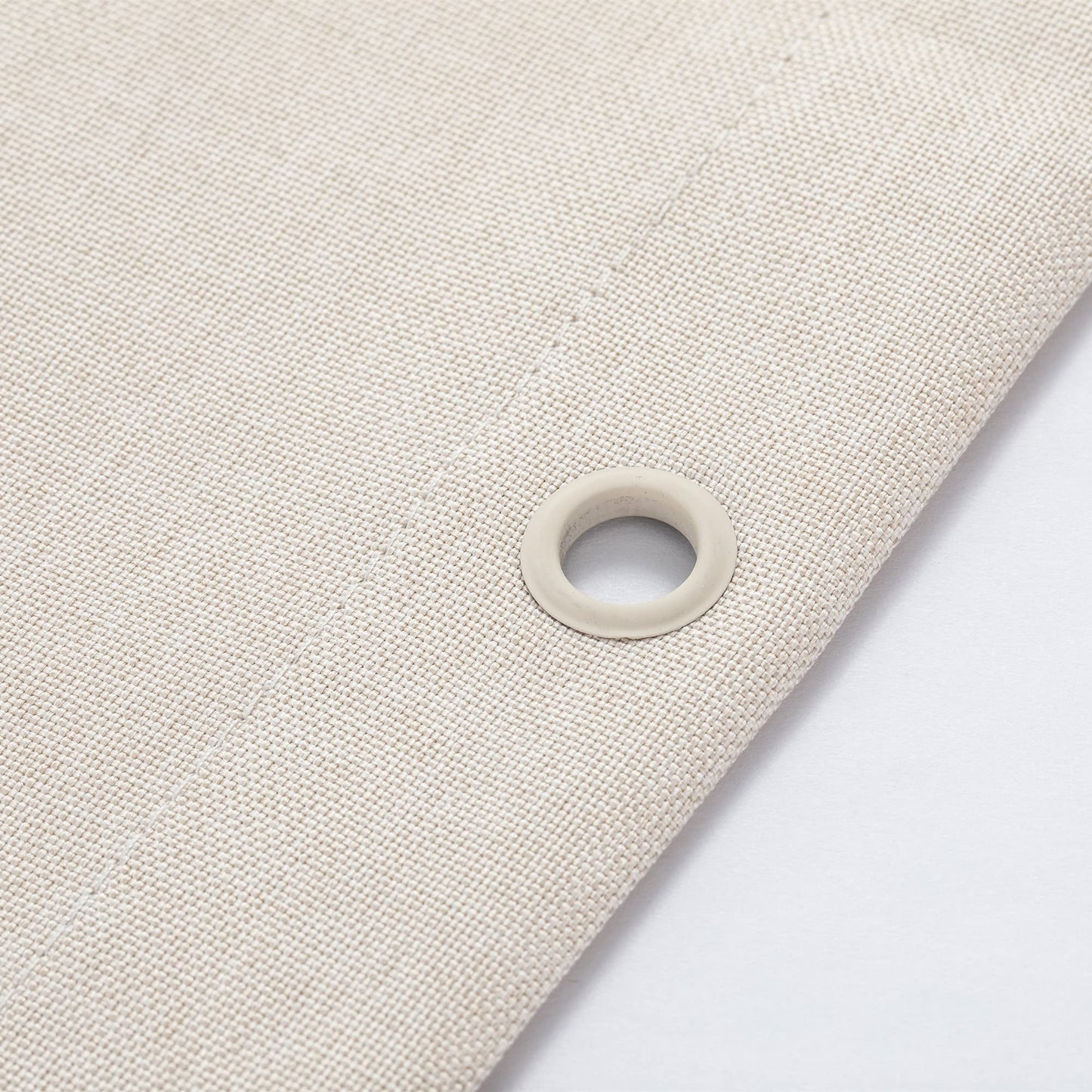 Premium shower curtain made of linen fabric textile 240x200cm. Waterproof and anti-mold for the bathroom. Beige color. 240x200cm.