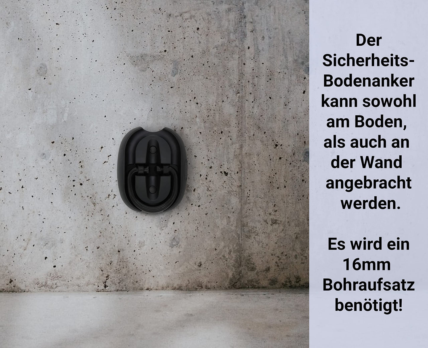 KOHLBURG Security Ground Anchor & Wall Anchor with highest security level 15 - Anchor for motorcycle scooter e-bike & bicycle with 14mm special steel shackle - Bike lock for wall & ground in basement & garage