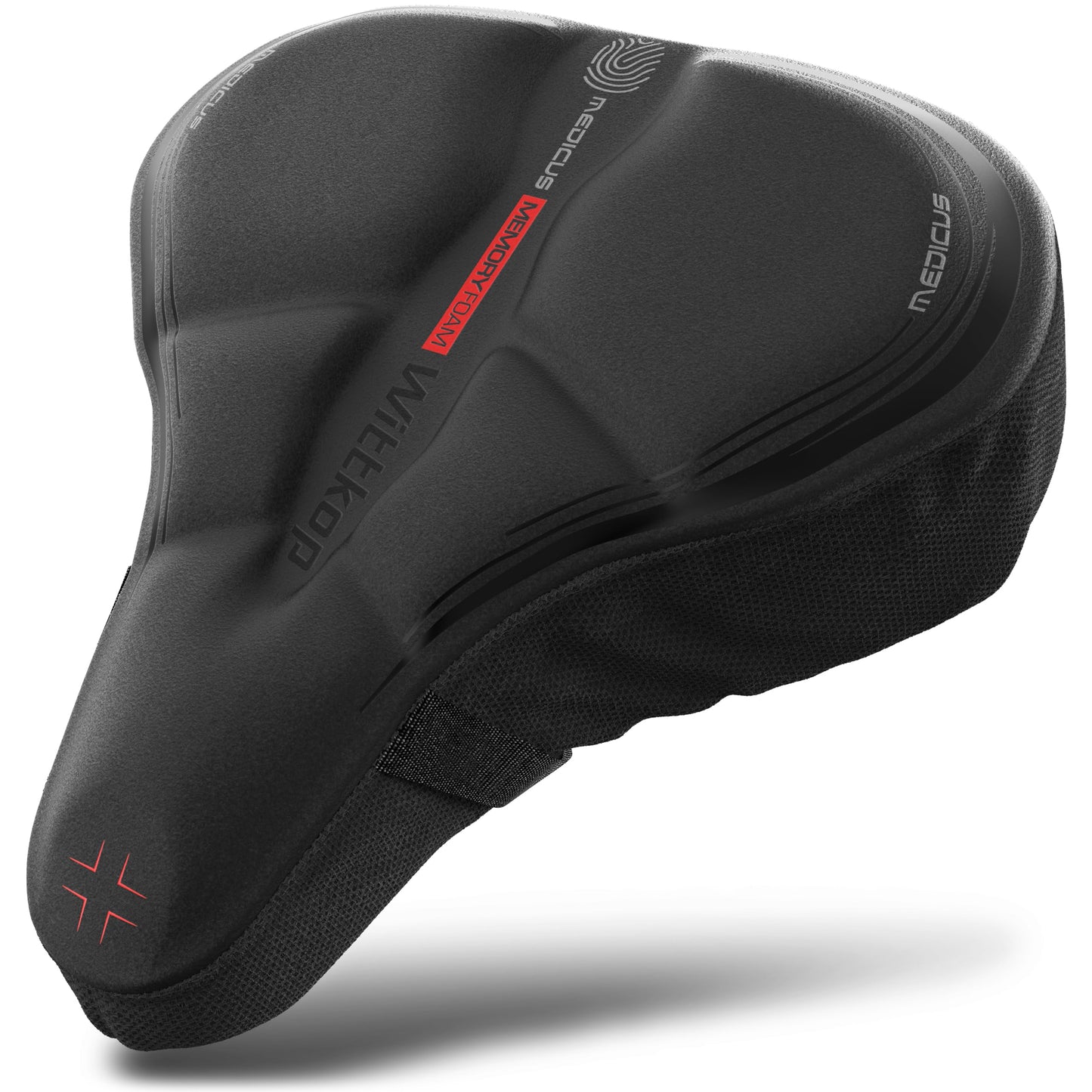 WITTKOP bike seat cushion with gel pad & memory foam I Ergonomic bike seat cover for women and men with 3-zone concept I Comfortable bike saddle cover for Peloton & bike seat