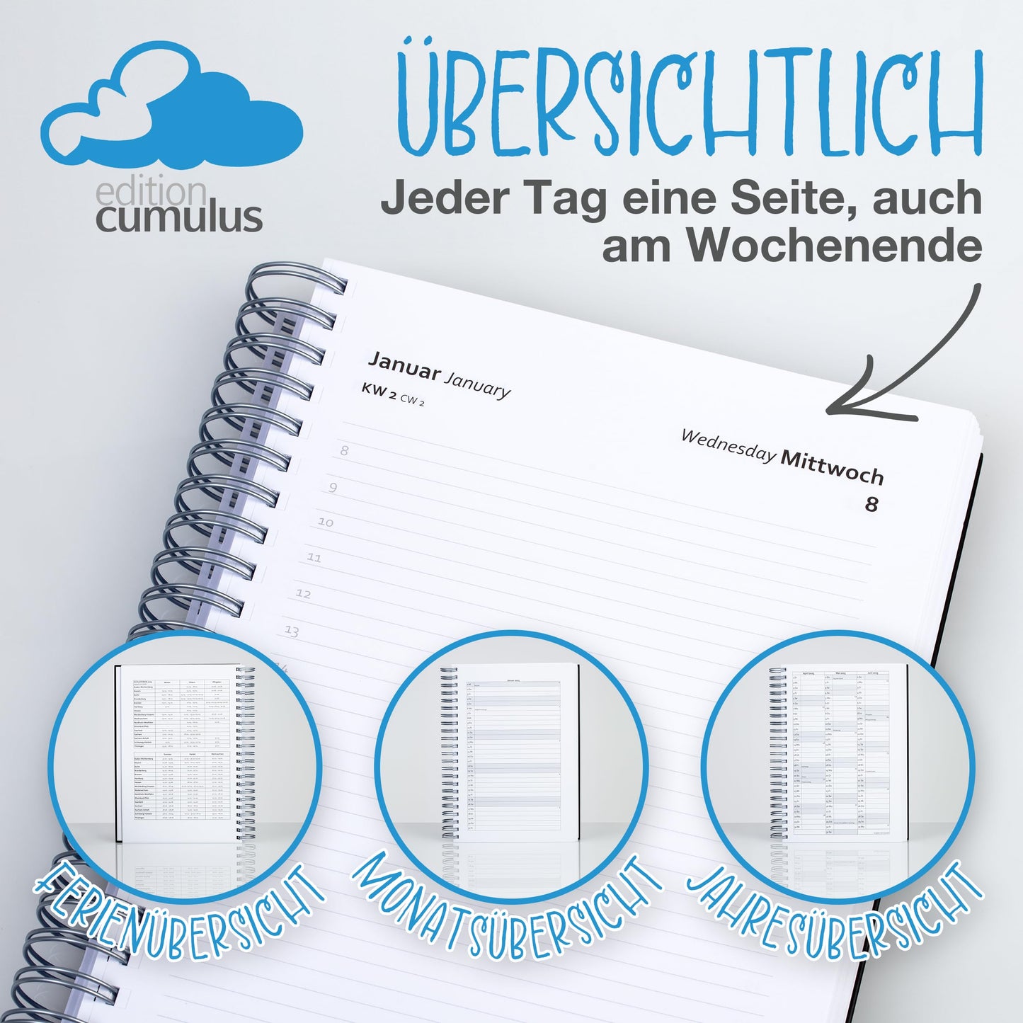 2025 The BIG Thick - A4 Calendar - BLACKBERRY (purple) by edition cumulus - MADE IN GERMANY - ample space for your daily appointments - perfect for office and home