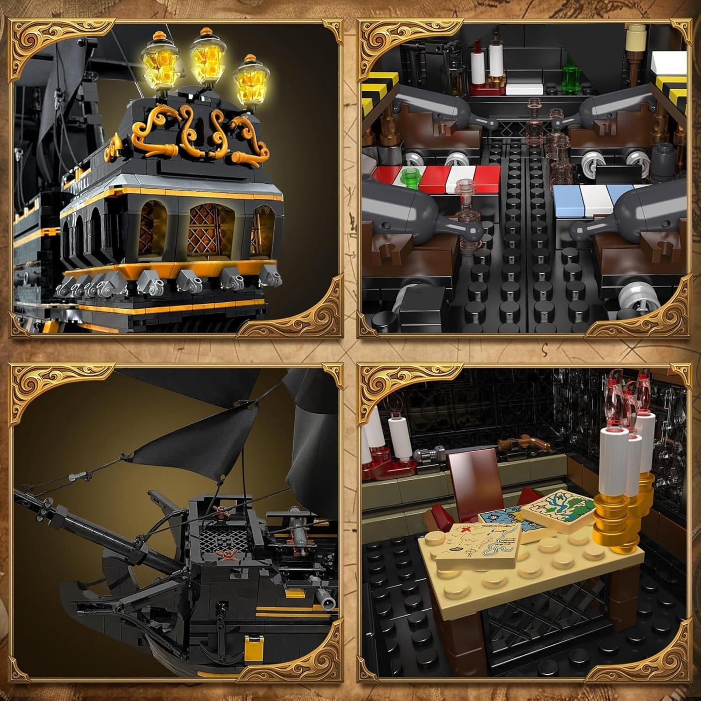 Mould King 13186 Black Pearl Pirate Ship Building Blocks Kit, 5266 pieces Large Sailboat Building Blocks Toy for Adults and Kids, STEM Technology Ship Building Blocks Kit Model.
