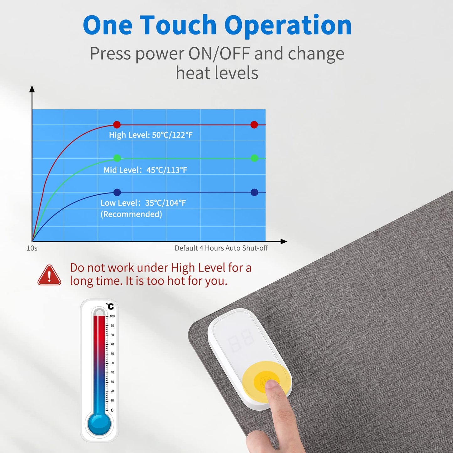 Lecone desk mat heated mouse pad with heating function, 80*33cm large mouse pad with 3 heating levels, heated desk mat, heated desk pad for PC/laptop/home/office.