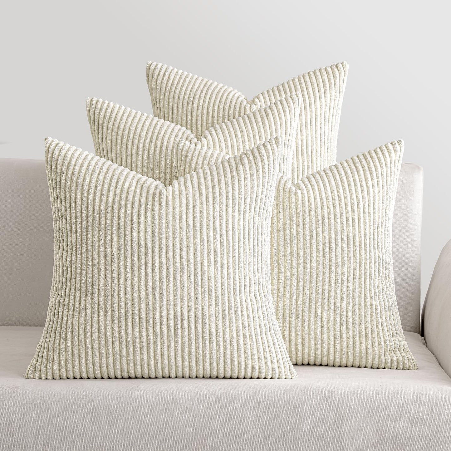 MIULEE 4 Pack Christmas Corduroy Pillow Covers Decorative Sofa Cushion Covers Couch Pillow Cases Throw Pillow Covers with Hidden Zipper 40x40cm 16x16in Cream