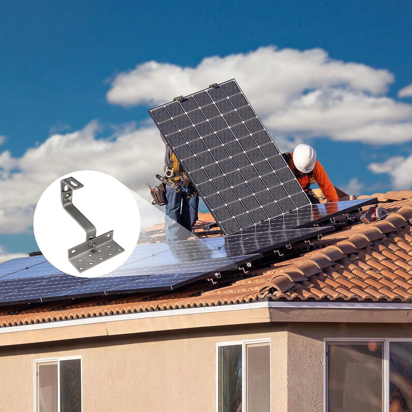 4X A2 roof hooks, triple adjustable - A2 stainless steel V2A PV photovoltaic solar installation solar panel roof mount roof bracket solar solar module fastening set roof mount roof hooks hook roof hook 115mm