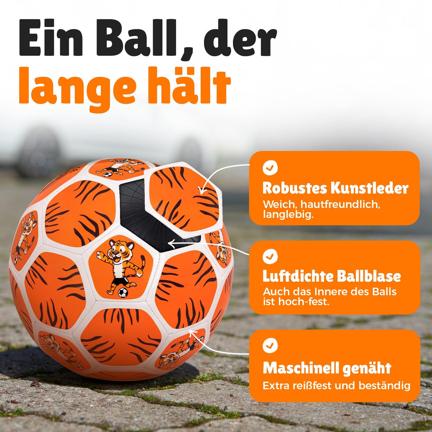 Soccer for kids I Soccer size 3 I Lightweight mini ball with tiger motif I Sturdy I Soft ball for 3 or 4 years old I Children's birthday party favor I Outdoor toy I Comes with ball needle