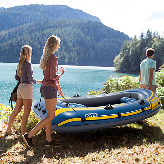 Intex Challenger 3 Set Inflatable Boat - 295 x 137 x 43 cm - 3-piece - Blue/Yellow, 68370NP, 6.5 kg