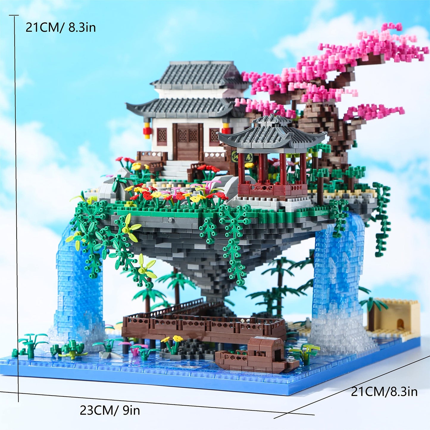 Yushinv Sakura Treehouse Building Blocks Kit with Gift Box 3320 pieces, Original Music Cherry Blossom Bonsai Building Set Type: Symphony, Japan Sakura Treehouse Lights Building Set, Bonsai Tree Cherry Blossom Building Blocks