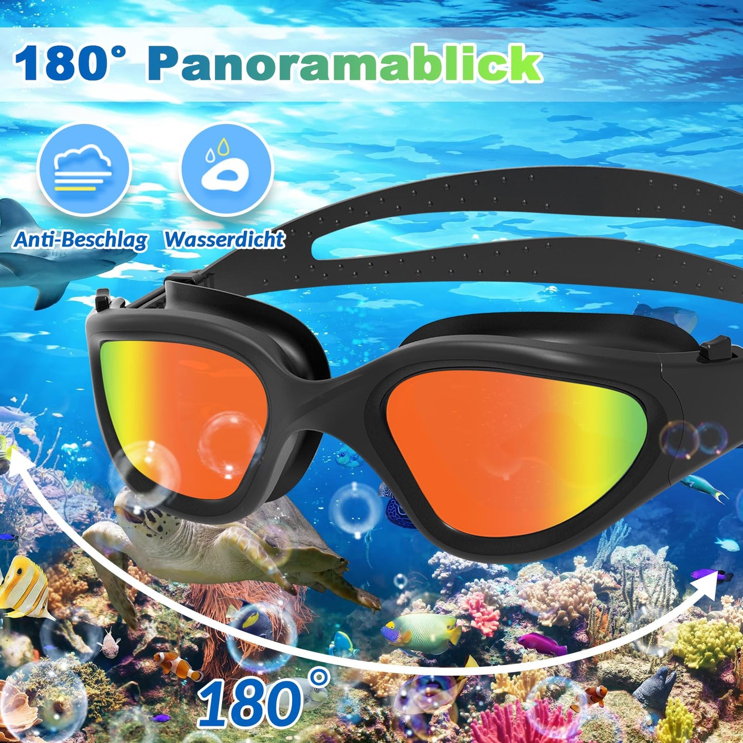 HotSrace Polarized Swimming Goggles Anti-Fog UV Protection Adjustable, Comfort Professional Swim Goggles Non-Polarized for Men Women Adults Teens