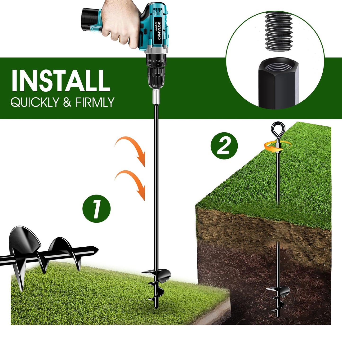 24 inch trampoline ground anchor set of 4, heavy duty trampoline anchor kit for tent, canopy, shed, carport, etc. Trampoline anchor kit for strong wind.