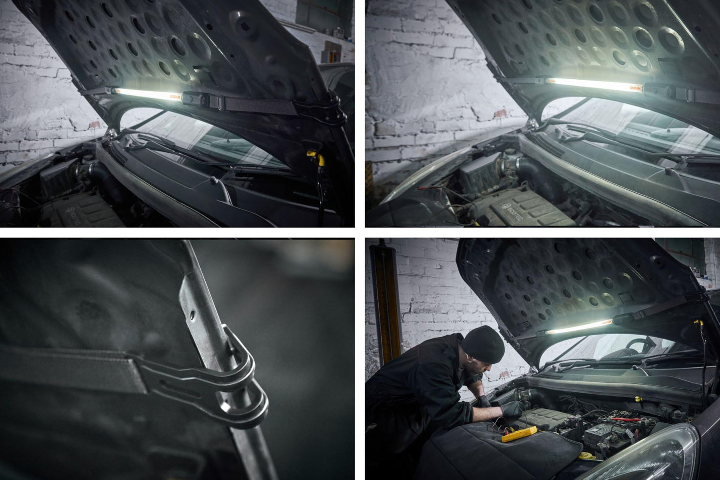 Osram LEDinspect Flexible Inspection Light, rechargeable LED inspection lamp, 6000K, brightness up to 1000lm, detachable elastic bands, White