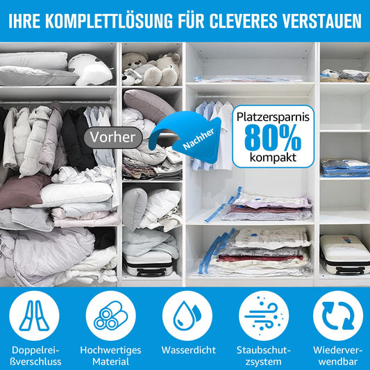 BoxLegend Vacuum Storage Bags for Clothes 21 Pack, Vacuum Sealer Bags 4 Extra Large + 4 Large + 4 Medium + 4 Small + 5 Rolls Vacuum Clothes Bags Storage Bags for Comforters, with Hand Pump.