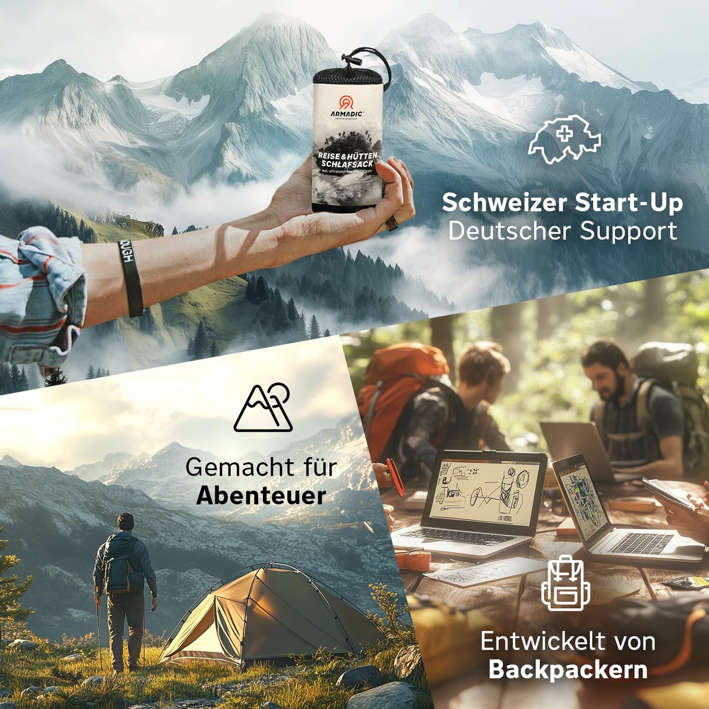 Armadic Microfiber Sleeping Bag (only 230g) - Ultra-lightweight, compact and thin. Travel sleeping bag, sleeping bag liner, inlay I Ideal for backpacking, hostels and mountain huts (Olive Green)