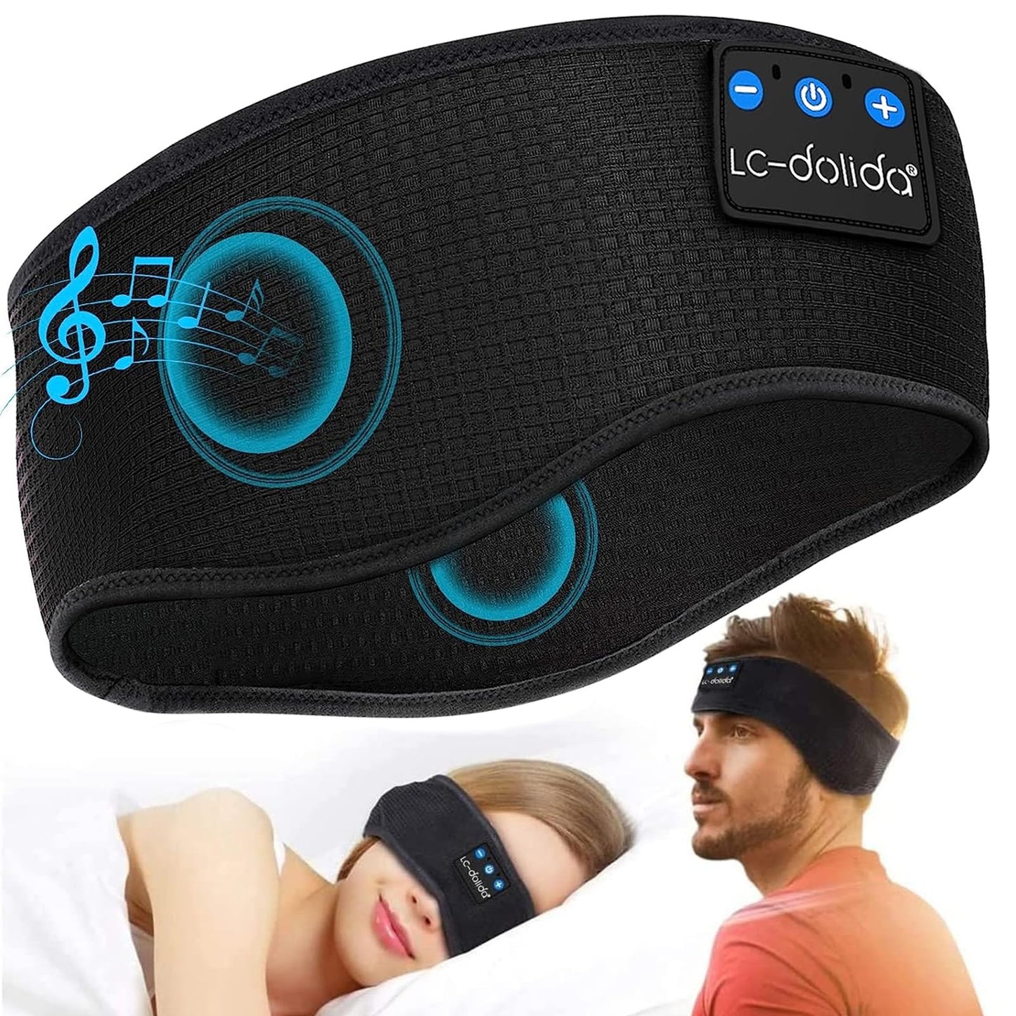 LC-dolida Sleep Headphones Bluetooth 5.4, Sleep Headband Headphones, Headband Sleep Mask, Sports Headphones for Music while sleeping for Sports, Jogging, Yoga, Travel.
