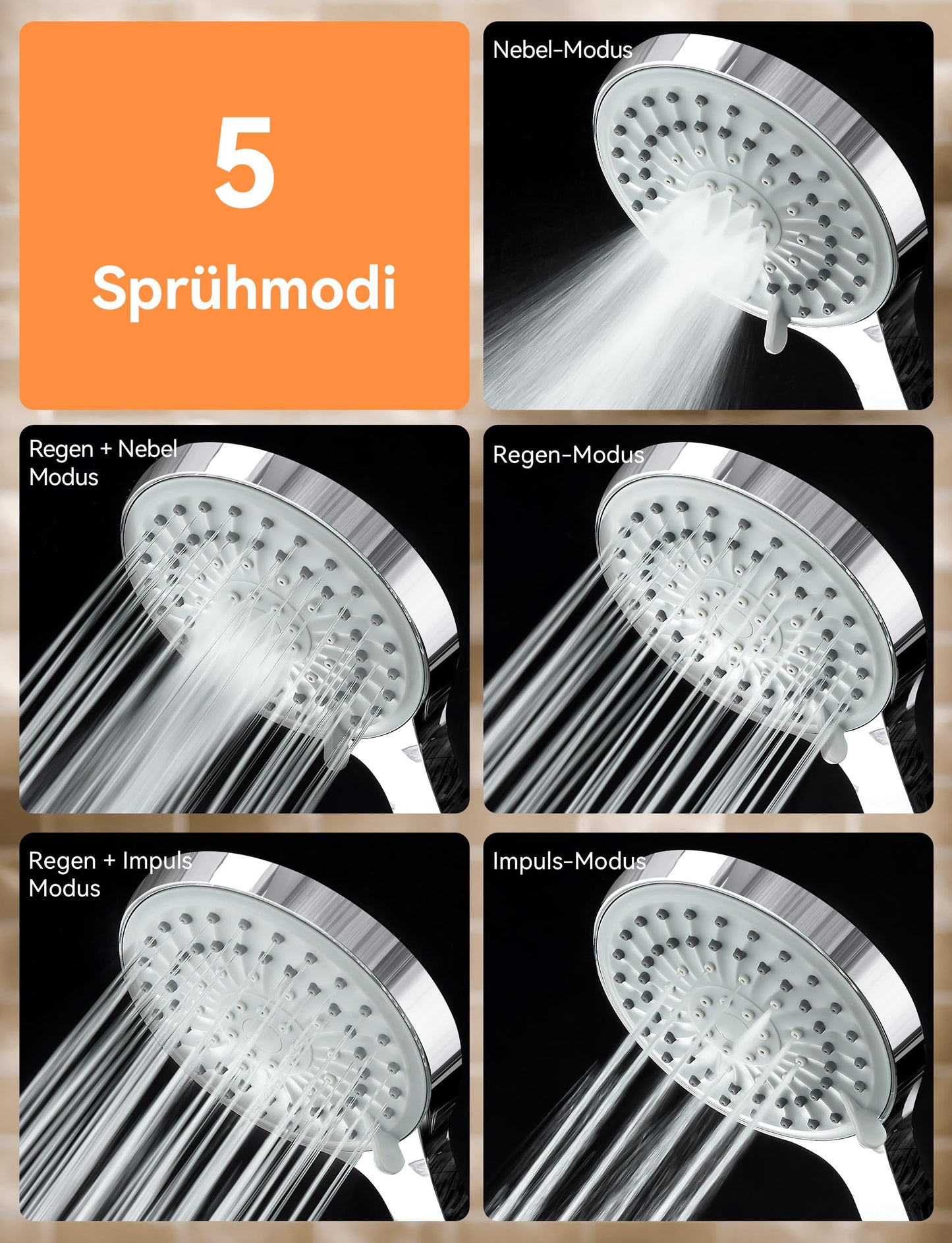 Magichome shower head with hose 59" high pressure shower head 5 spray settings handheld shower head water saving large water-saving shower head