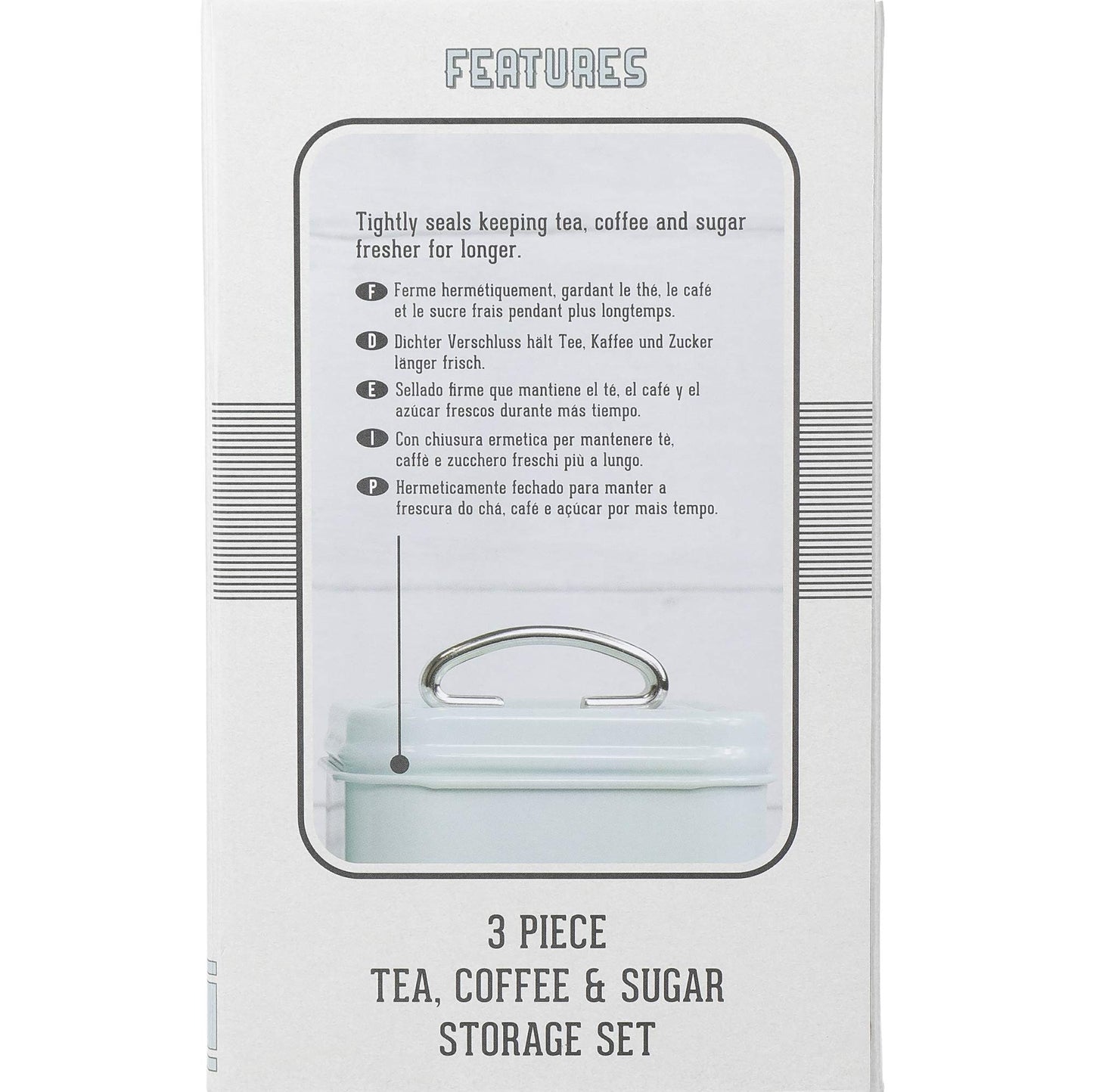 KitchenCraft Living Nostalgia Canisters for Tea, Coffee and Sugar in Gift Box, Steel, Vintage Blue, 3 Piece Set