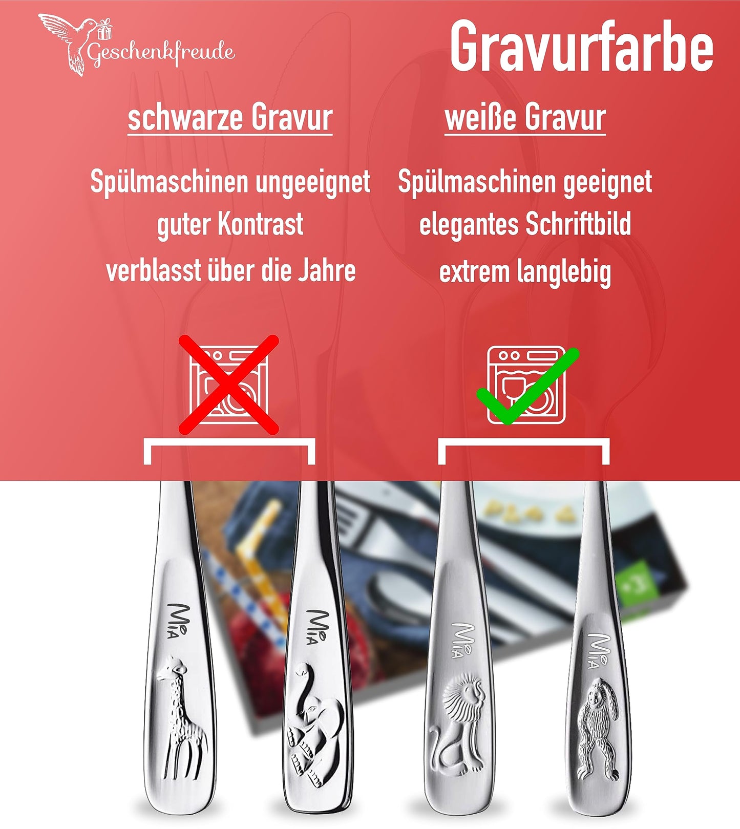 WMF children's cutlery with name engraving, stainless steel, 4-piece, dishwasher safe - gift for christening, christening gifts for girls and boys, children's cutlery with engraving.