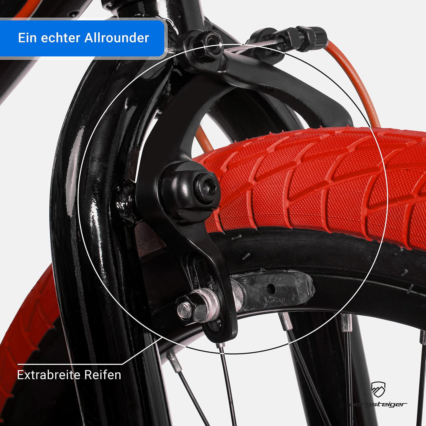Climber Halifax 20 Inch BMX, Fatbike, 360° rotor system, freestyle, 2 steel pegs, chain guard, freewheel.