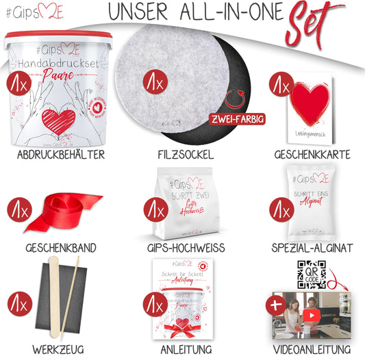 PlasterME - THE ORIGINAL - 3D Handprint Kit for Couples - Plaster Hand Impressions - Partner and Couples Gifts for Women and Men for Valentine's Day, Anniversary, Anniversary Gift for Her and Him