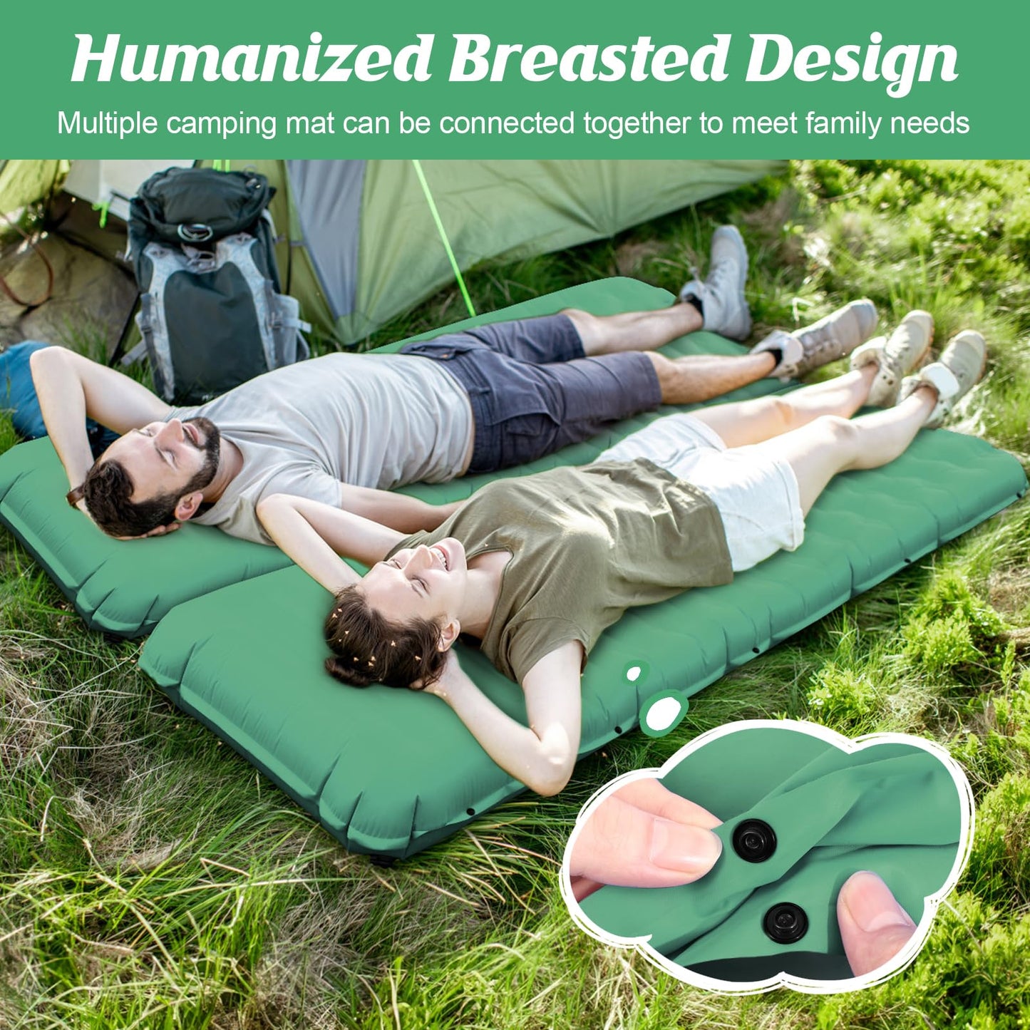 FTSMTK Self-Inflating Sleeping Pad with Foot Press Pump, 12cm Thick Camping Mat, Lightweight Air Mattress, Compact, Inflatable Camping Mat for Outdoor Camping.