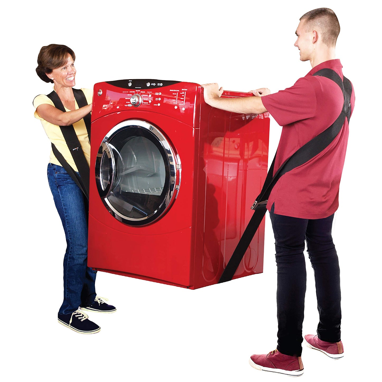 Shoulder Dolly 2-person carrying strap, lifting belt for ergonomic and easy lifting of objects up to 370 kg and 3.65 m in length & transparent tape - 10 m x 19 mm - 8 pack.