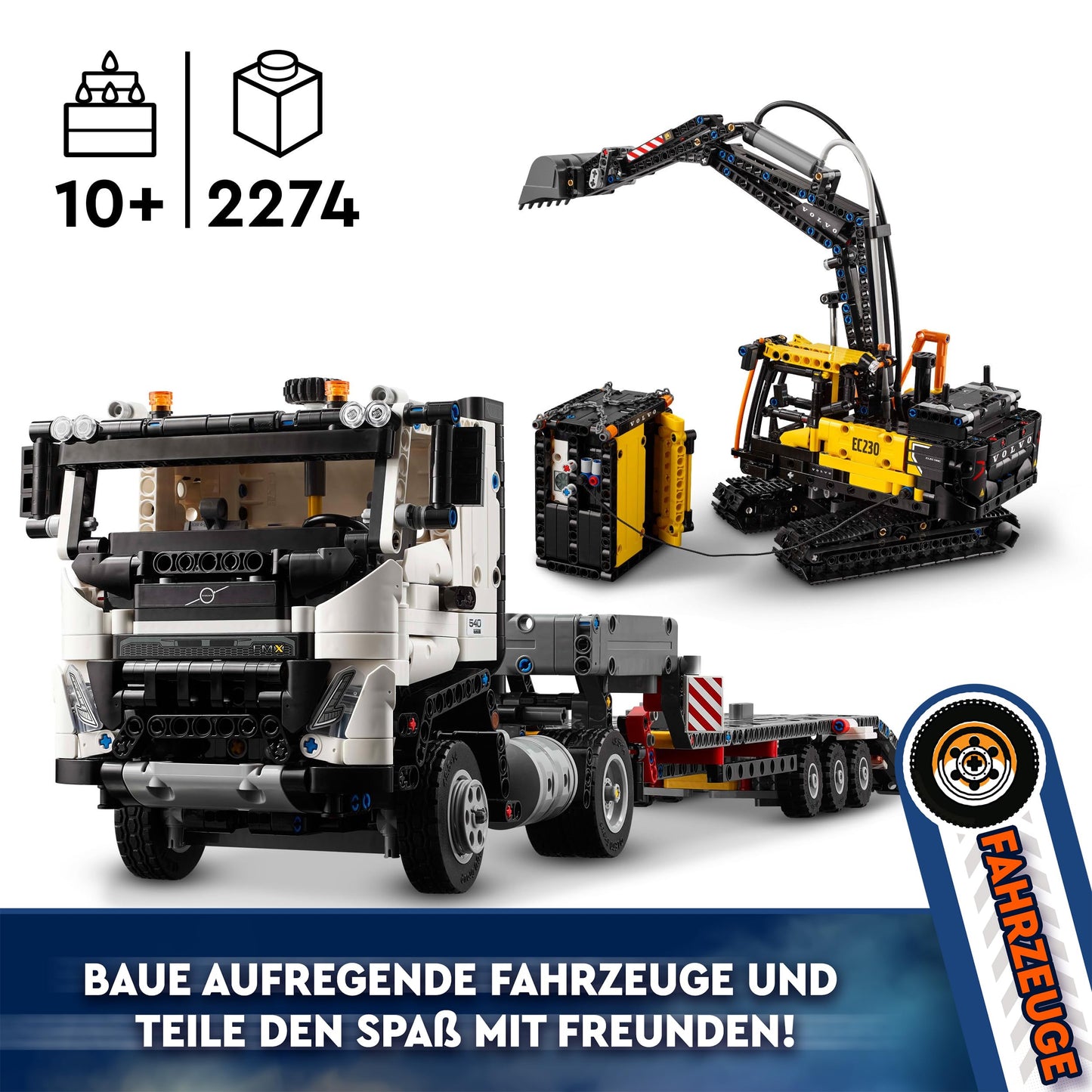 LEGO Technic Volvo FMX truck with EC230 Electric Crawler Excavator, kids toy, gift set for boys and girls aged 10+, construction vehicles toy, excavator toy set 42175
