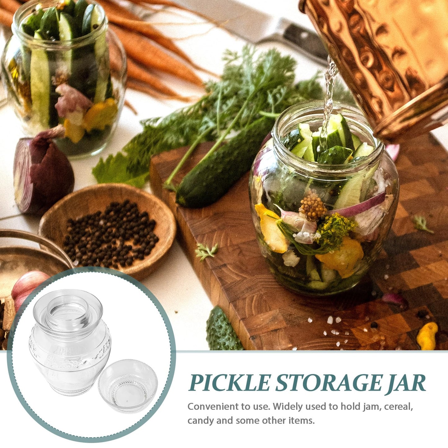 2.5-liter fermentation jar with lid, wide mouth, and airlock, transparent canning jar for kimchi, sauerkraut, kombucha, and more.