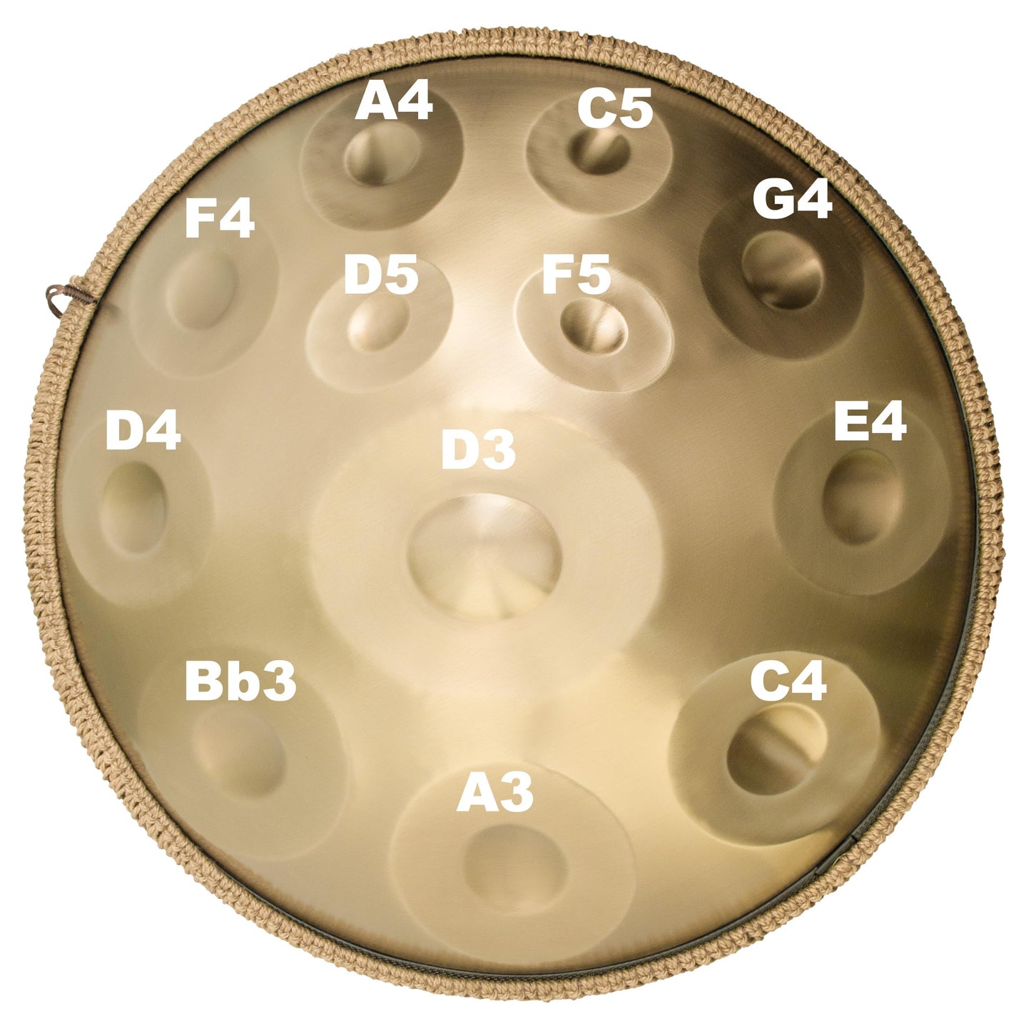 ANTETOK Gold Harmonic 440hz 22 Inch Handpan Steel Drum 12 Tones in D Minor Steel Tongue Drum, Harmonic Percussion for Sound Healing, Personal Meditation, Yoga, Gift for Music Lovers