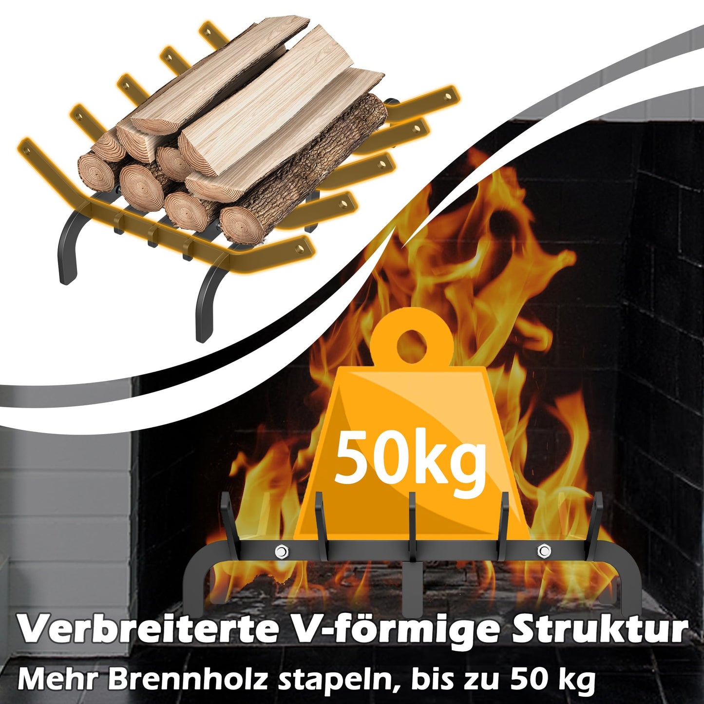 42cm fireplace grates for burning firewood in a cast iron wood rack, indoor wrought iron grill fireplace grate for indoor fireplaces, outdoor camping cooking, fire starting tools wood stove, Tye A