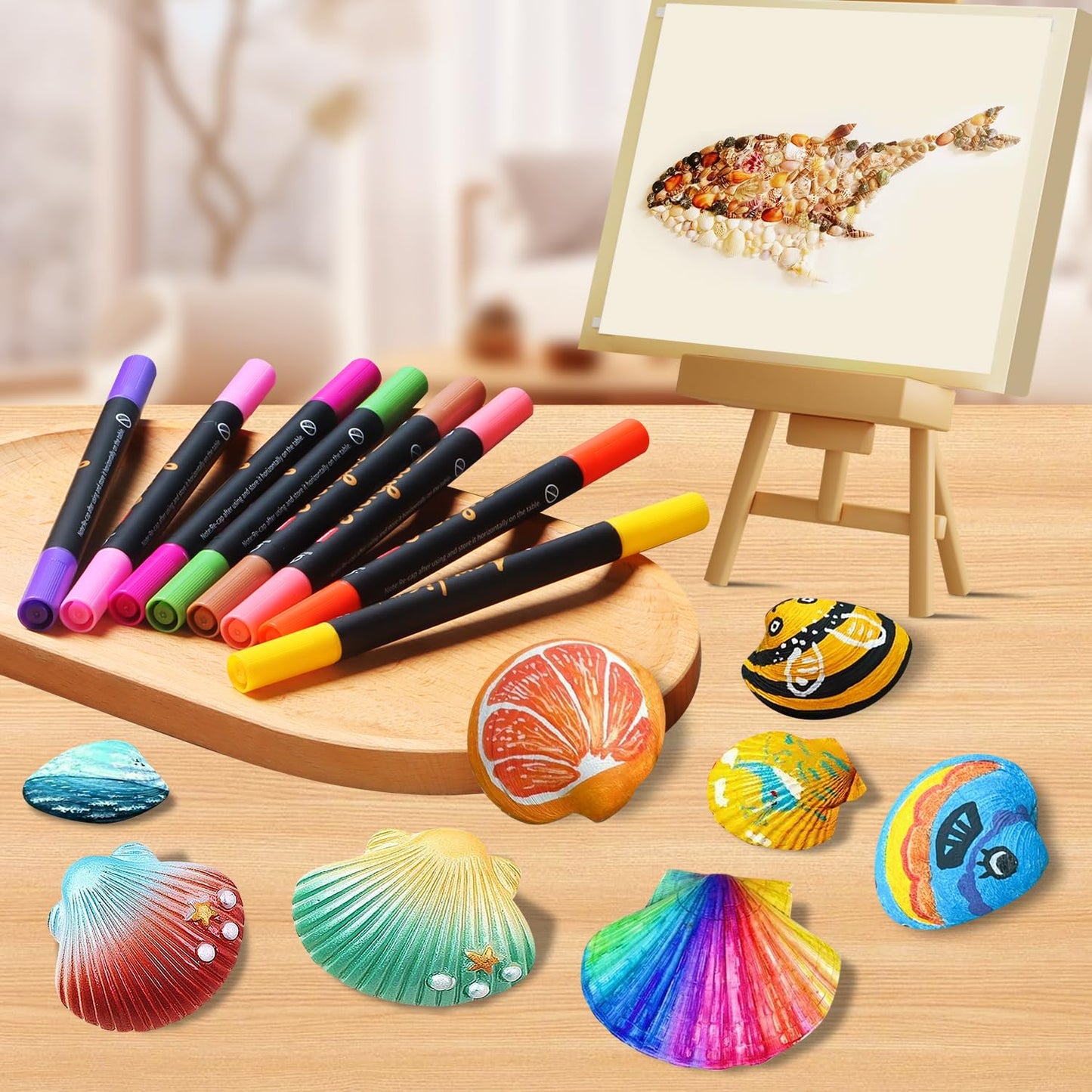 Acrylic paint pens for stones, 36pc. Waterproof, dishwasher safe. Can be used on stones, porcelain, glass, canvas, ceramic, wood, metal, plastic. Quick-drying, non-toxic, odorless.