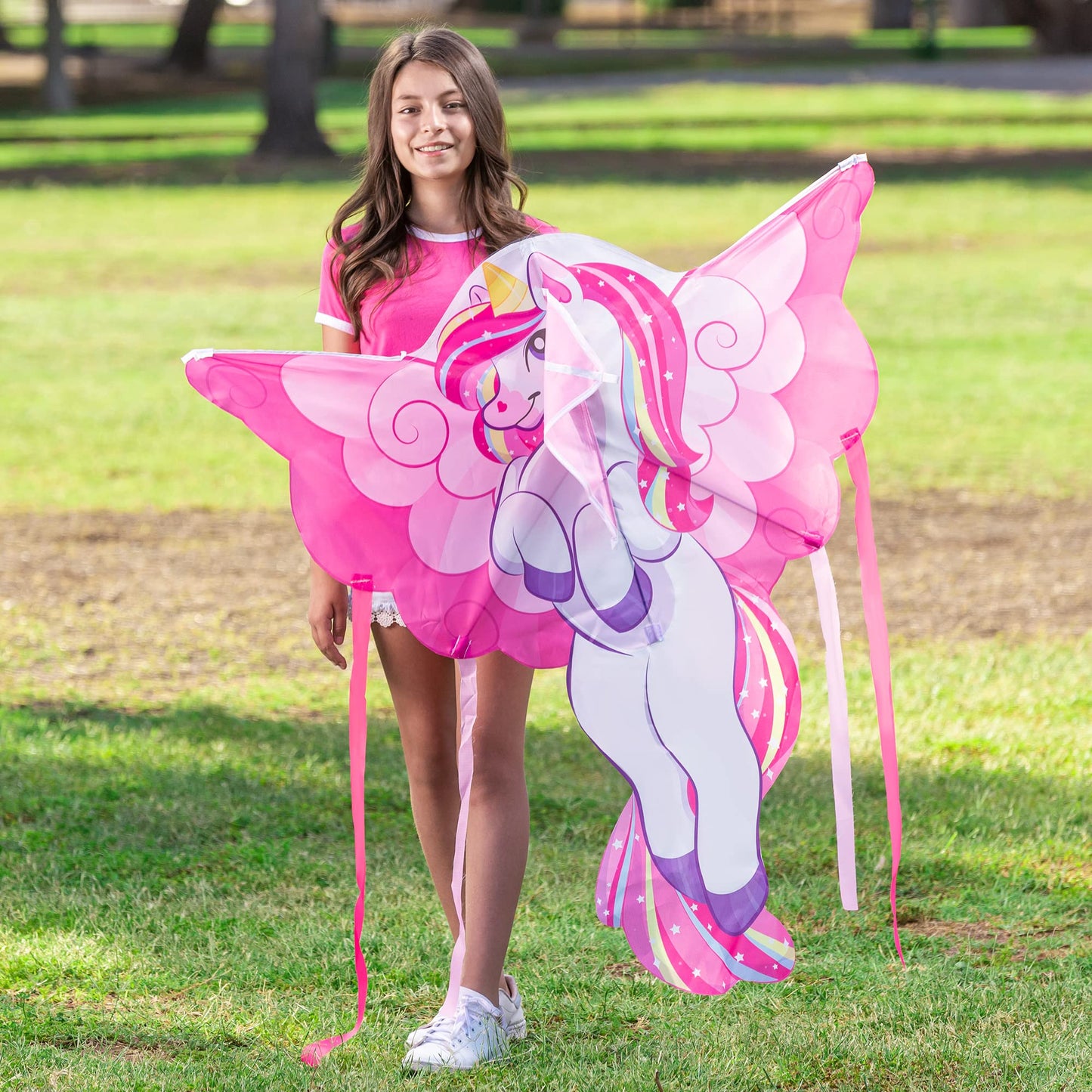 JOYIN Unicorn Kite, dragon kites for kids and adults, large 43.3'' beach kite for outdoor games and activities, gifts for girls.
