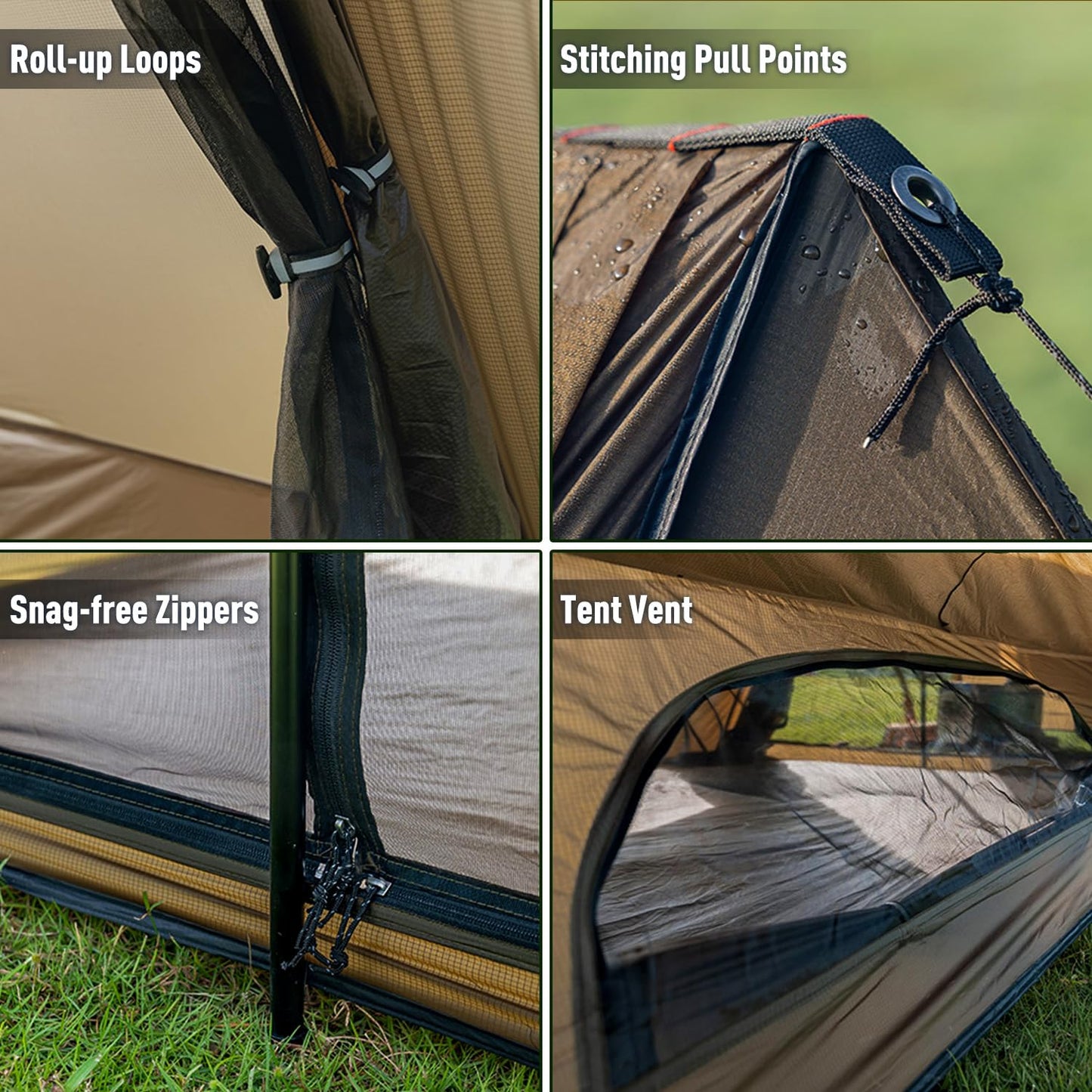 Camping Hot Tent with Stove Jack, POMOLY STOVEHUT 20 Shelter with two tarp poles and tent poles for 1-2 person hiking, hunting, backpacking.