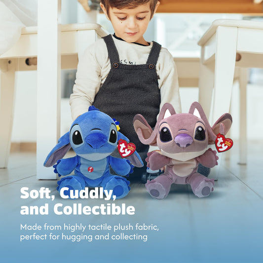 TY Stitch Beanie Babies set of 2 - Stitch and Angel 15CM - Known from the movie, Soft plush toy for kids, Collectible and cuddly toy for children.